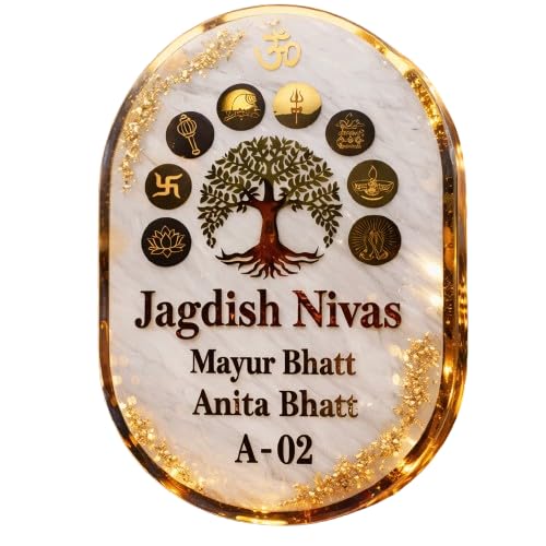 Customized Vastu Tree Name Plate for Home Entrance | Premium Resin House Name Board with 9 Sacred Symbols | Lucky Vastu Name Plate for Main Door | Personalized Decorative Name Sign for Home, Flat, Office & Apartment-image-26