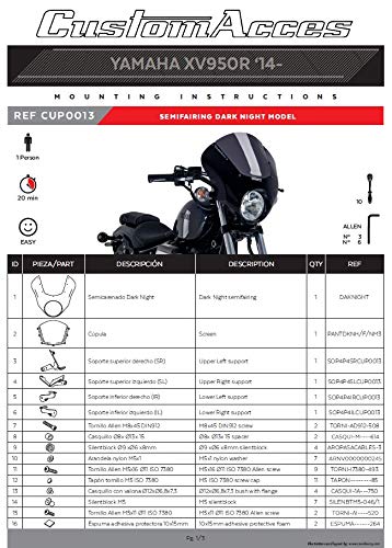Verkleidungscheibe „Dark Night“ Für Yamaha XV950 (2014–2020) – Getönt, Sportlich, TÜV-geprüft