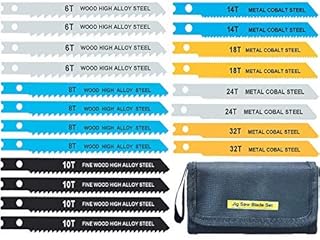 20-Piece Universal Jig Saw Blade Set for Wood,Plastic and Metal Cutting with Tool Bag