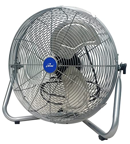 iLIVING 20 Inch 7500 CFM Turbo High Velocity Floor Fan, 3-Speed Heavy Duty Metal Fan for Office, Commercial, Workstation, Greenhouse, Garage, Warehouse, Shop Attic Use, Silver, UL Listed
