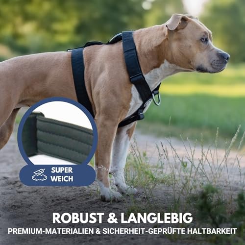 Spark Paws No Pull Hundegeschirr Grosse Hunde, Halterdesign mit Frontclip, Y Geschirr Hund, Robust und Strapazierfähig Harness für Große und Starke Rassen - Black, L