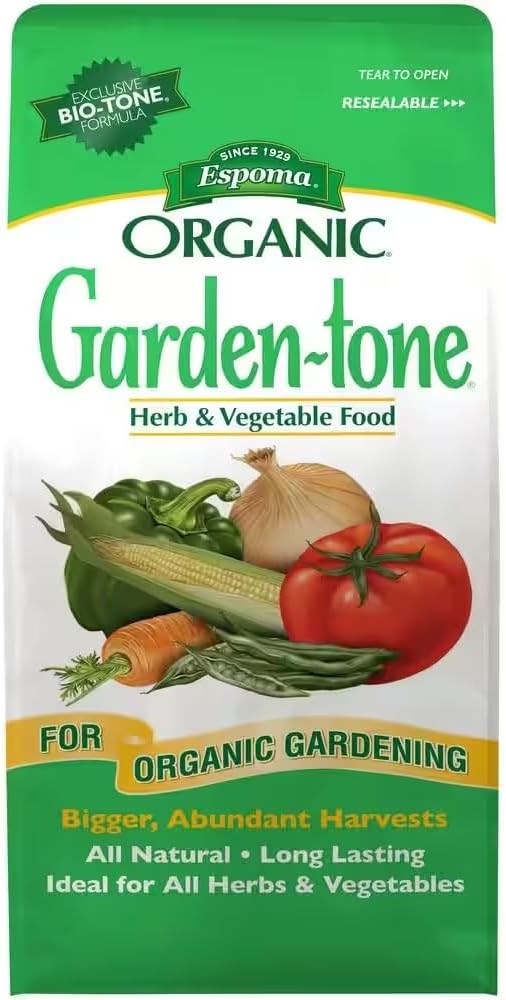 Espoma Organic Garden-Tone 3-4-4 Organic Fertilizer for Cool & Warm Season Vegetables and Herbs. Grow an Abundant Harvest of Nutritious and Flavorful Vegetables – 4 lb. Bag - Pack of 2