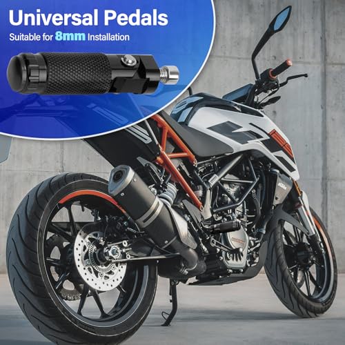 Lnopever Motorrad Fußrasten,M8 Motorrad-Faltbare Fußrasten Für Motorräder und Elektroautos,Kompatibel Mit 8 mm Schloss (Paar, Schwarz)