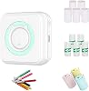 Mini Portable Pocket Inkless Photo Printer With 13 Rolls Of Printing Paper, Colored Pens, Suitable For Wireless Ios/Android Smartphones, Green
