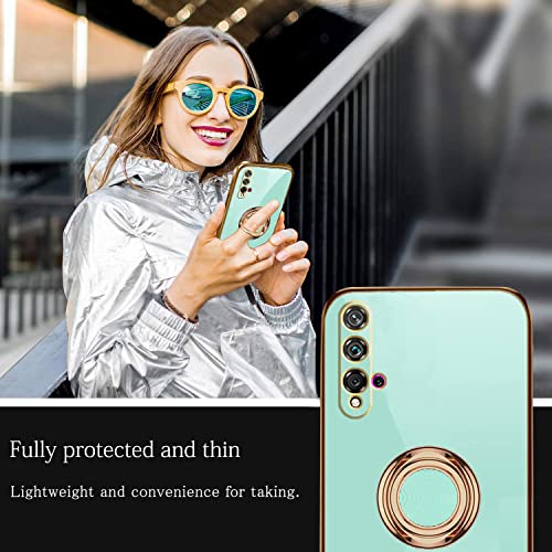 Compatible With Huawei Nova 5T Case Silicone Shockproof Huawei Nova 5T Phone Cases For Women Anti-Scratch Cute Tpu Protective Case With Ring (Huawei Nova 5T, Green) #TOP6