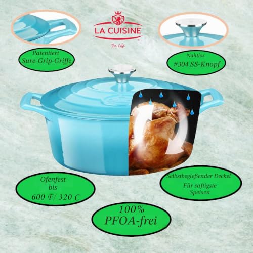 La Cuisine Gusseisen Bräter Bratentopf Topf Schmortopf Cocotte emailliert mit Deckel Induktion Brotbacktopf Backofengeeignet Ovale Form… – Ansicht 2