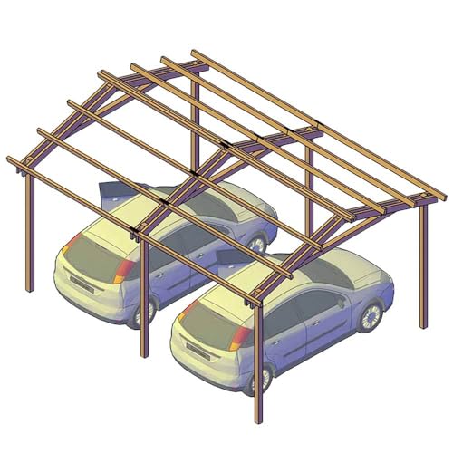 Pergola Carport in legno 400x550 cm, in pino impregnato, Made in Italy