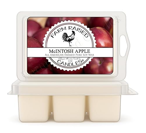 Farm Raised Candles - USA Made - Hand Crafted - McIntosh Apple Wax Melts Warmer Cubes 6 Ounces 2 Pack - - Natural American Farmed Soy Wax. melt Cubes Farmhouse Fall