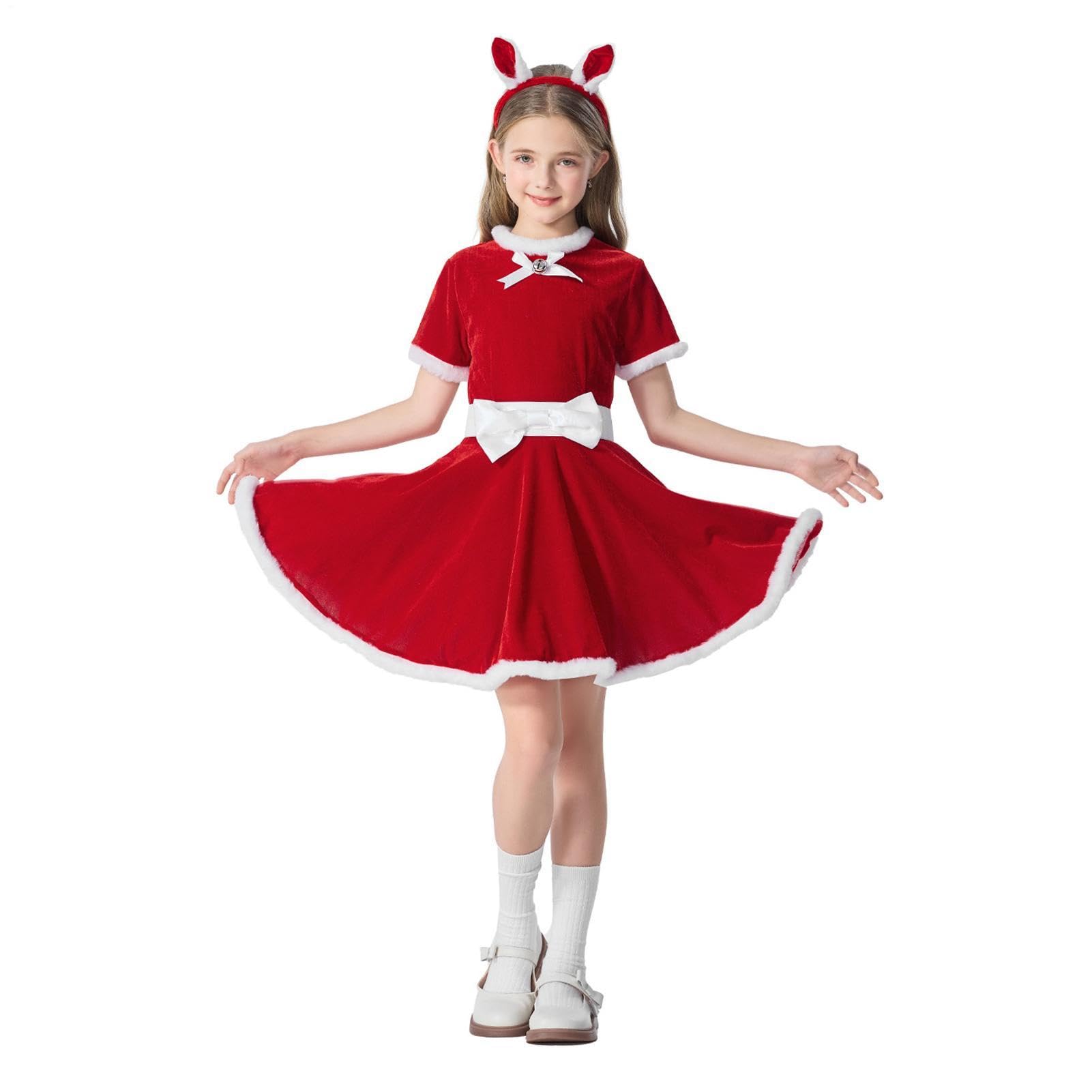 Vestito da Babbo Natale per Bambine per Festa Natalizia con Cappello e