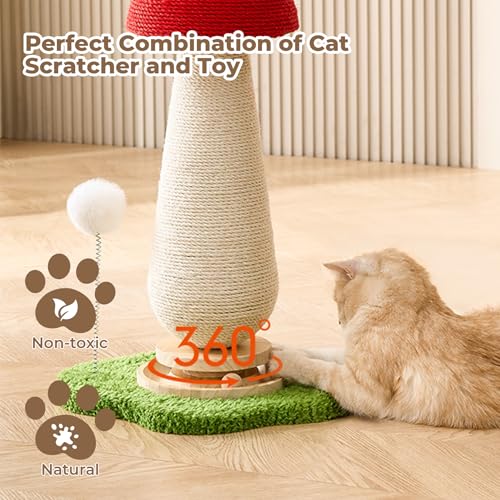Rascador para gatos estilo seta con juguete y sisal, 21.2 in miniatura 4