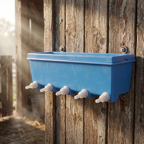 Seau d'alimentation pour bétail 8L en ABS avec 5 tétines pour élevage mobile - 6