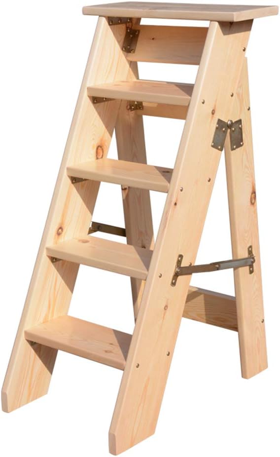 Stepladders Folding Ladder Stools Stairs Home Renovation Solid Wood Herringbone Ladder Cargo Ladder, 5/6 Steps, 3 Colors (Color : B, Size : 6 Steps)
