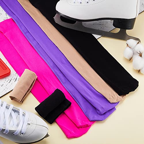 Handepo 4 Pairs Figure Skating Socks High Tights Skate Sock Ice Nylon Skating Socks for Ice Skates Dance4