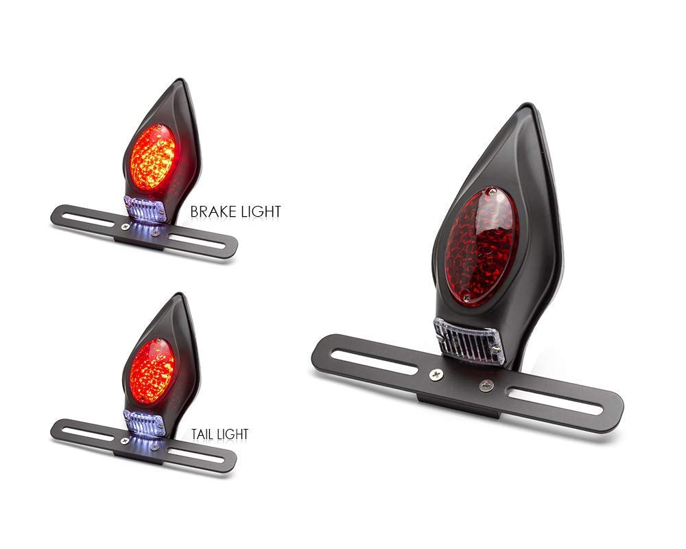 Alchemy Parts Moto Tombstone LED Stop e Coda Luce - Nero Opaco - Per Custom Retro Project Moto