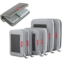 LeanTravel Bundle Compression Packing Cubes 6 Set + Pill Case With Passport Wallet - Color Grey