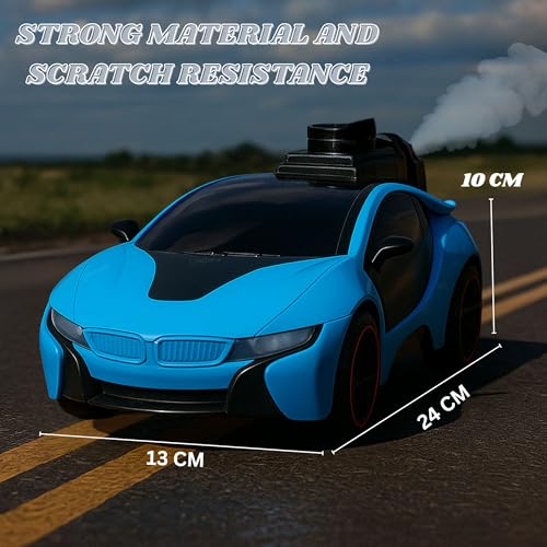 Image of GRAPHENE Remote Control Chargeable 3D Famous Smoke Car with Flashing Light, Radio Control Race car for Kids for 3-12 Year Old Kid Birthday Remote Control Rechargeable Blue Car (Pack of 1)