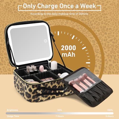 Makeup Bag with Light Up Mirror, Lighted Travel Makeup Case Organizer - Image 3