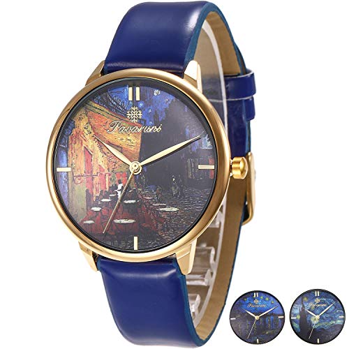 Van Gogh Starry Night Art Wrist Watch Gift,Simple Design Artwork Minimalism Collection Birthday