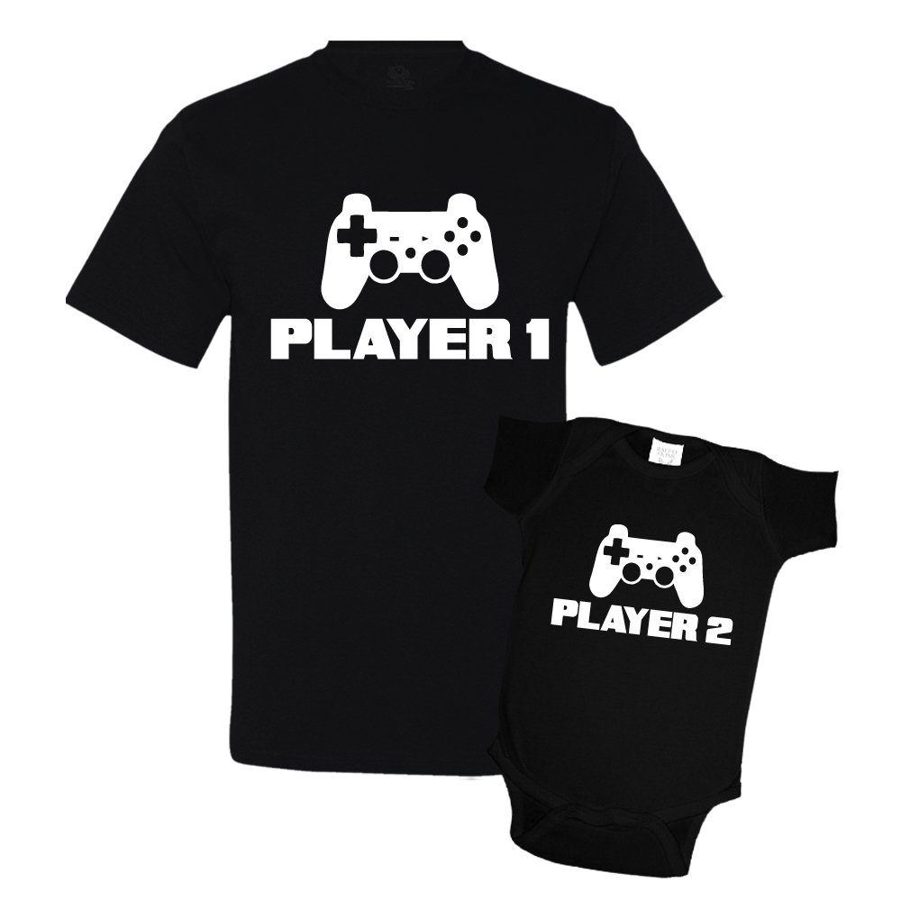 Player 1 & Player 2 Dad and Me Matching Set T-Shirt Bodysuit Clothing