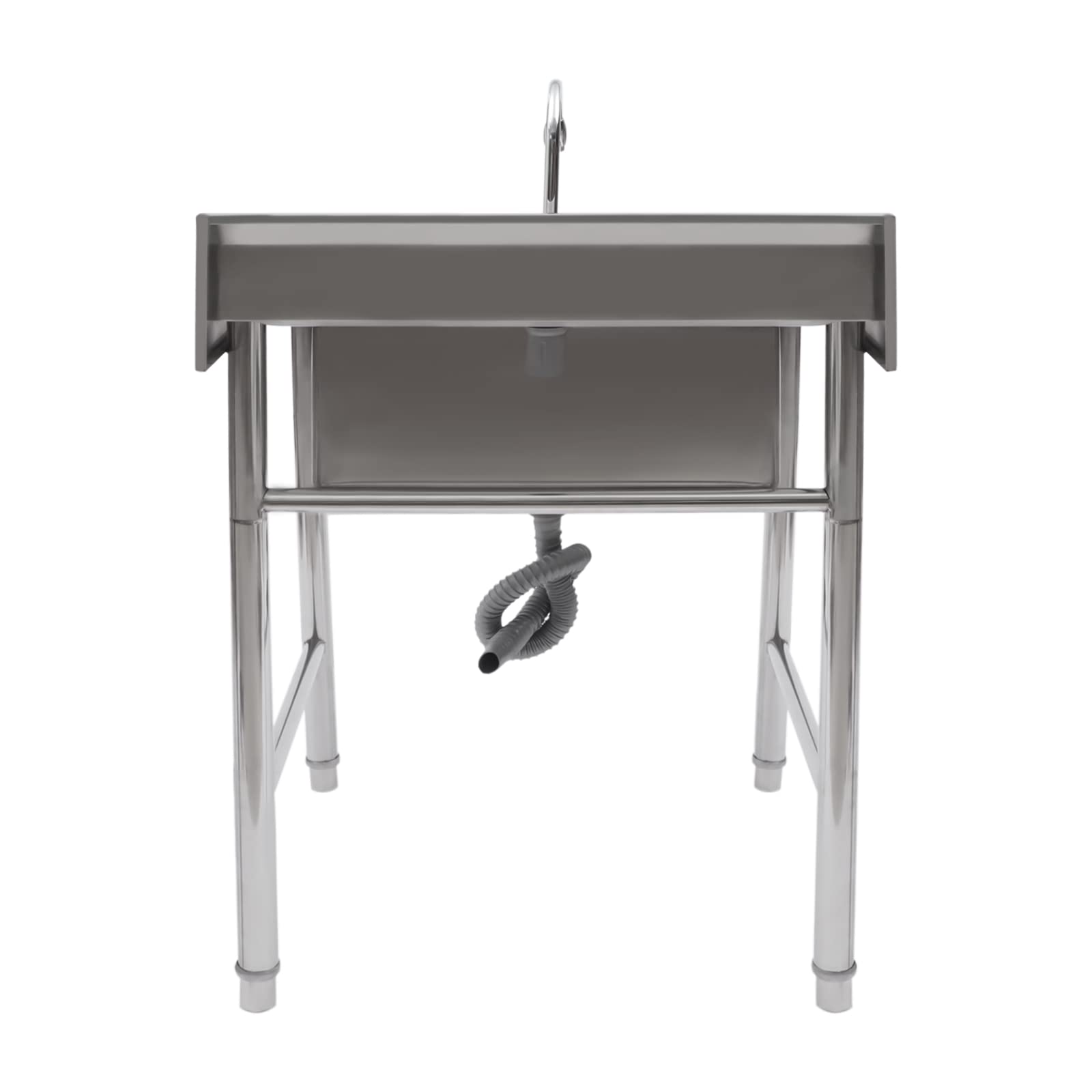 GEYOPMID 22 Inch Stainless Steel Utility, Sink Single Bowl Kitchen Sink with Hot and Cold Faucet, Freestanding Commercial Kitchen Single Bowl Sink for Restaurant, Laundry Room, Garage