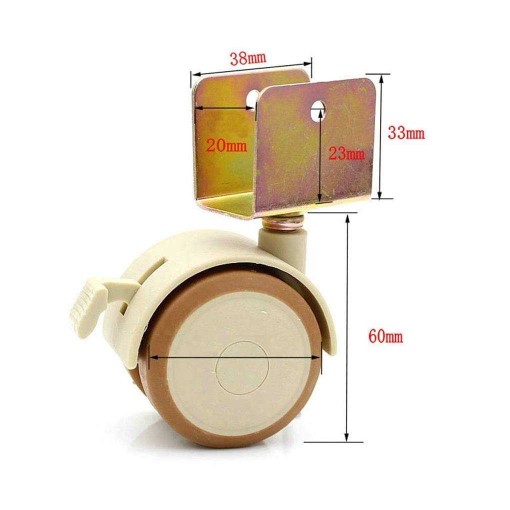 4 Roulettes de Meuble avec Roulettes Pivotantes en Forme de U roues avec Roues de Frein pour Berceaux pour Enfants Silencieuse Convenant au lit de Bébé Roues Pivotantes Roulette Universelle (20mm)