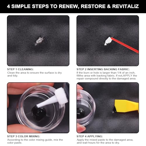STARTSO WORLD Black Leather Repair Kit, Vinyl Repair kit for Car Interiors, Furniture, Couches, Car Seat, Sofa, Jacket and Purse, Restores Faux, Artificial, Genuine Pleather by STARTSO WORLD - Image 4
