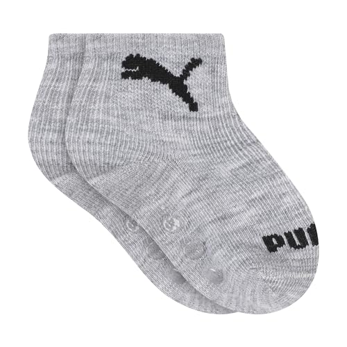 PUMA Unisex Baby Infant Anklet Socks (8-Pack), Grey/Black/Red, 0-12M - image 2