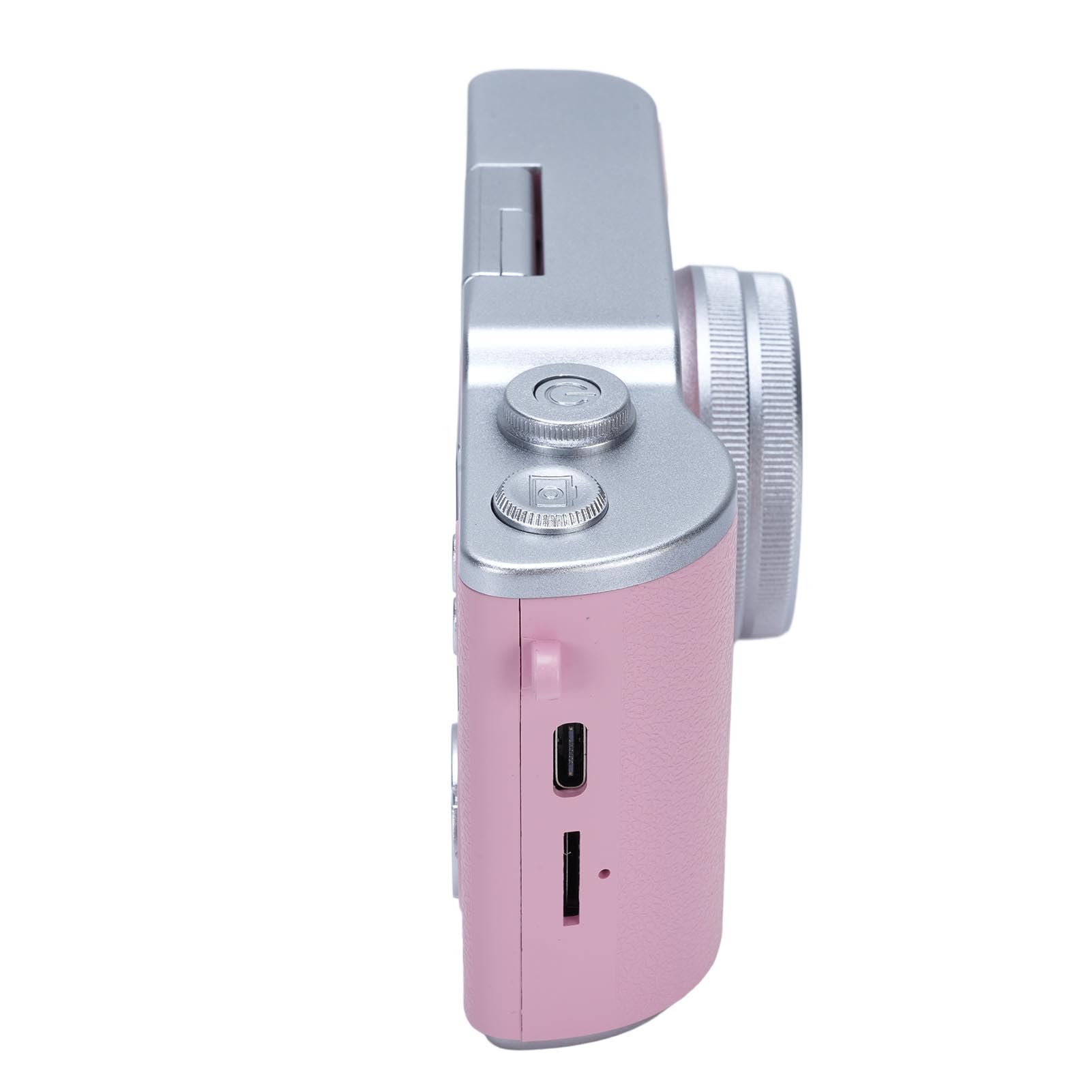 Camera Digitale da 48 MP da 1080p con Schermata di Lancio da 2,4 'e Zoom 18x, Fotocamera Vlogging a Batteria di 4 Ore per Adolescenti, Principianti, Giochi Integrati e Filtri per (PINK)