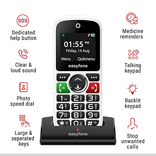 Image of Easyfone Udaan+ 1.8 inch Senior Phone with 20+ Features: Loud Sound, Photo Speed Dial, SOS, Auto-Call Recording, Call Restriction, Includes Care Plan for Quick Ambulance Coordination