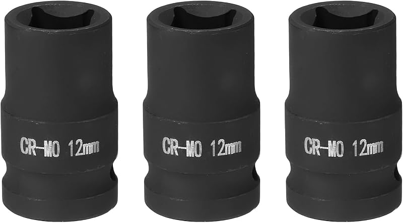 Soquete de Impacto Quadrado 12 mm com Encaixe de 12,7 mm (1/2 pol.) em CR-MO HARFINGTON, 3 peças