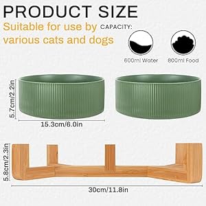 Ptlom Ceramic Pet Bowls for Dog and Cat No Spill Dog Food and Water Bowl Set with Antislip Wooden Stand Riased Puppy Feeding Dishes Suitable for Small Medium and Large Cats Dogs Green 28 Oz Cucciolini Doodles Ptlom ceramic pet bowls for dog and cat no spill dog food and water bowl set with anti slip wooden stand riased puppy feeding dishes suitable for small medium and large cats dogs green 28 oz cucciolini doodles