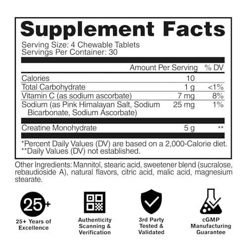 Image of GAT SPORT Creatine Chews, Zero Sugar, 5g Pure Creatine Monohydrate, 3rd Party Tested, Brain Health, Muscle, Strength, Anti-oxidant Support, for Men & Women, 30 Servings (Lemon Lime)