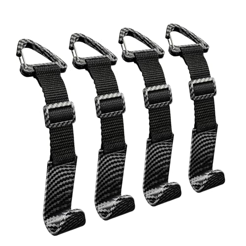 Image of Amooca 4 Pack Anti-drop Headrest Hooks Adjustable Car Seat Organizer | Universal Fit, Hanger for Backpack Umbrella Water Bottle Coat Purses Handbags Groceries, 40lb Heavy Duty, Black Carbon Fiber