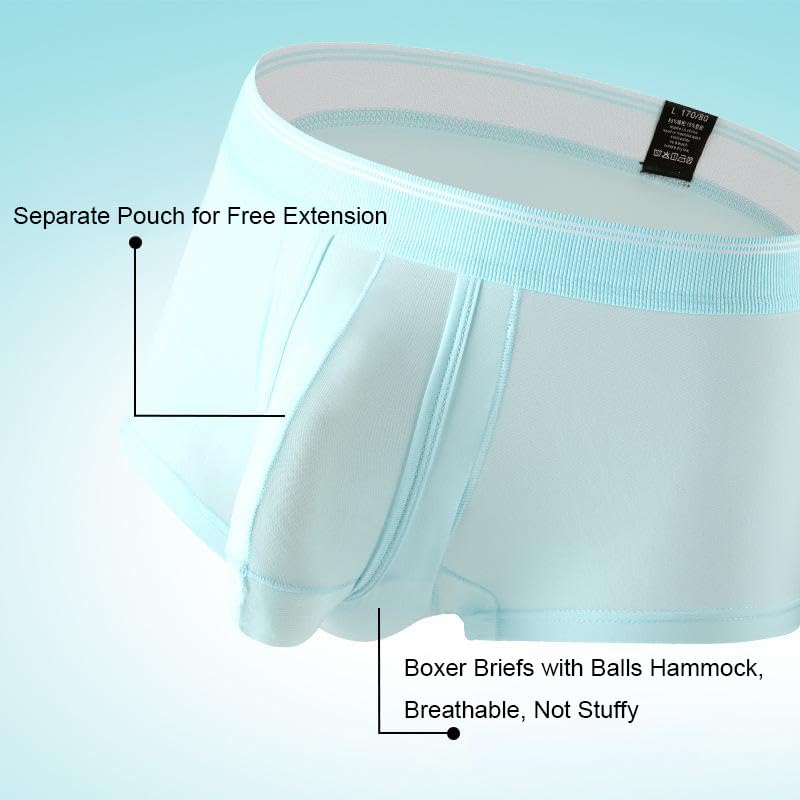 Mens Bulge Enhancing Underwear Ice Silk Trunks with Pouch for Balls2