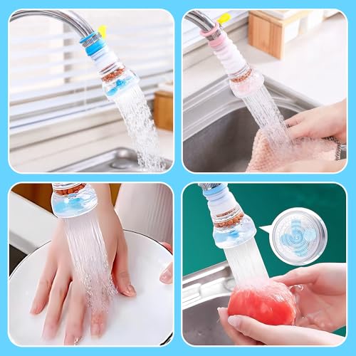 Miniatura 5 de Xingsui Boquilla De Grifo Giratoria A Prueba De Salpicaduras De 2 Piezas, Dispositivo De Ahorro De Agua Del Grifo, Utilizado En Grifos Plegables De Cocina, Baño Y Ducha 2 Colores