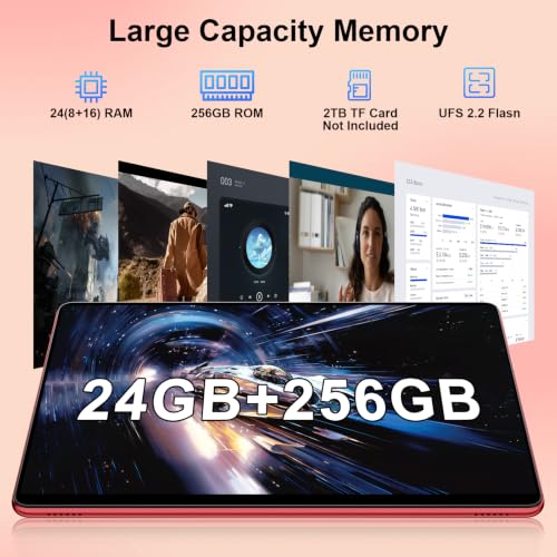 Image of Tablet 11 inch Android Tablet 24GB RAM+256GB ROM /2TB TF, 2026 Tab PC with 2.0GHz Octa-Core, Large Screen, EVA Shockproof, (13+5) MP Camera, 8000mAh, Widevine L1, 5G WiFi, GPS, BT5.0(Pink)