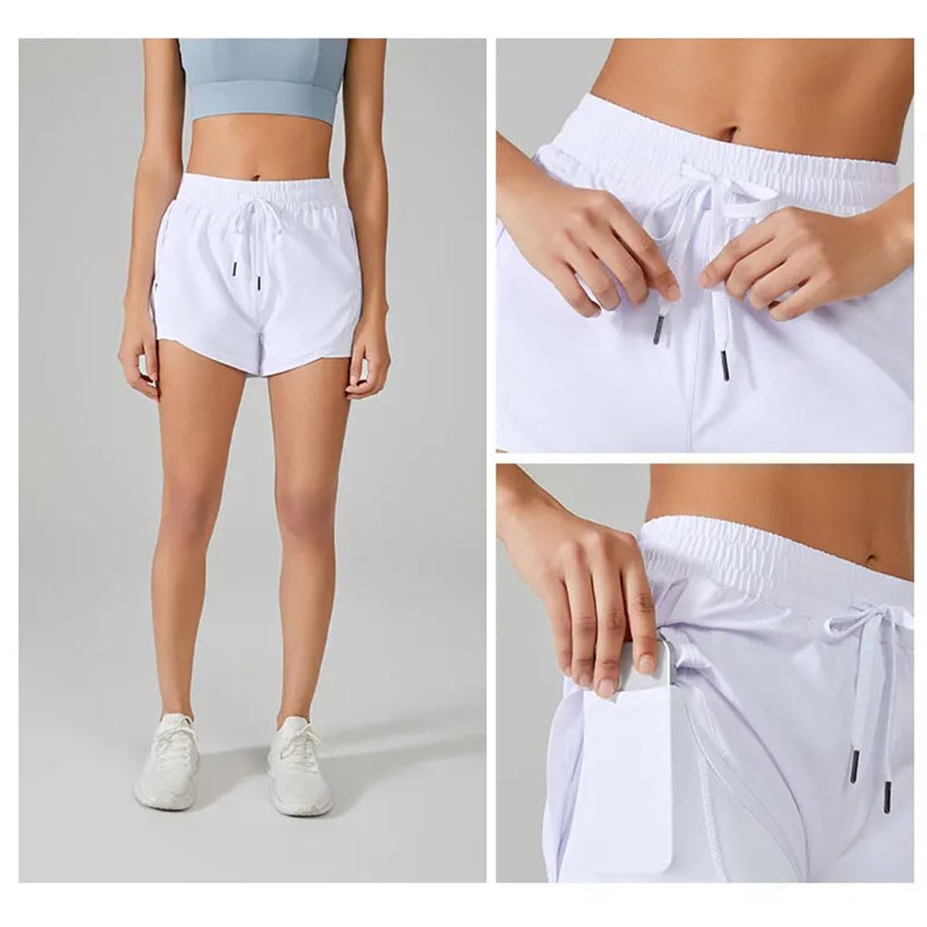Damskie spodenki do biegania jednolity kolor elastyczna talia joga fitness sport jogging szorty