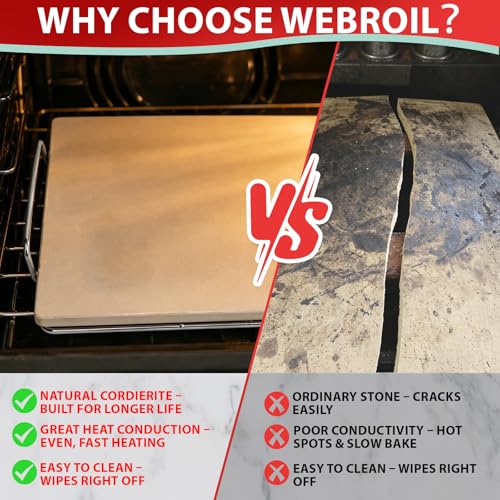 OG900 Pizza Stone with Rack for Ninja Woodfire OG800/OG900 Series XL Grill Accessories, Rectangle Baking Stone for Ninja OG850 OG951 OG952 Pro Connect XL Grills, Pizza Accessories for Pizza Oven by WEBROIL - Image 7