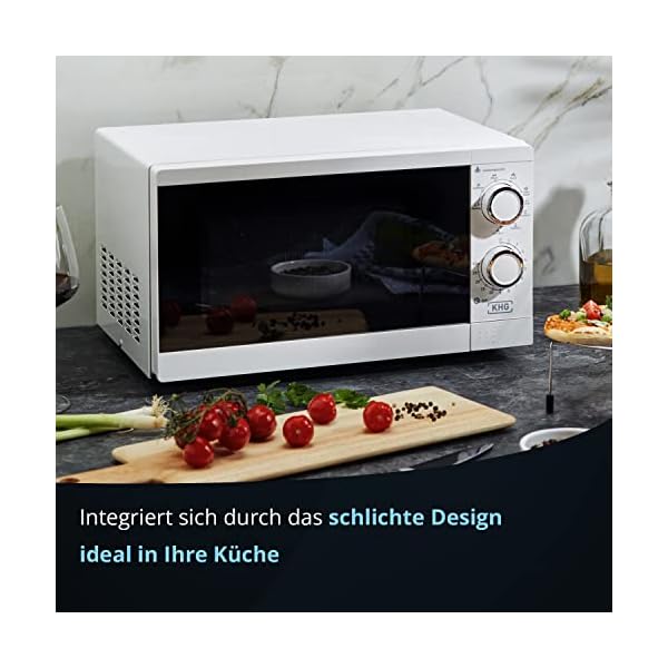 KHG Mikrowelle MW-20.1GW mit Grill 20l aus Metall in weiß, 6 Leistungsstufen und 3 Kombinationsstufen, bis 1.270 Watt, Drehscheibe, 30-min-Timer, Kindersicherung – Bild 6