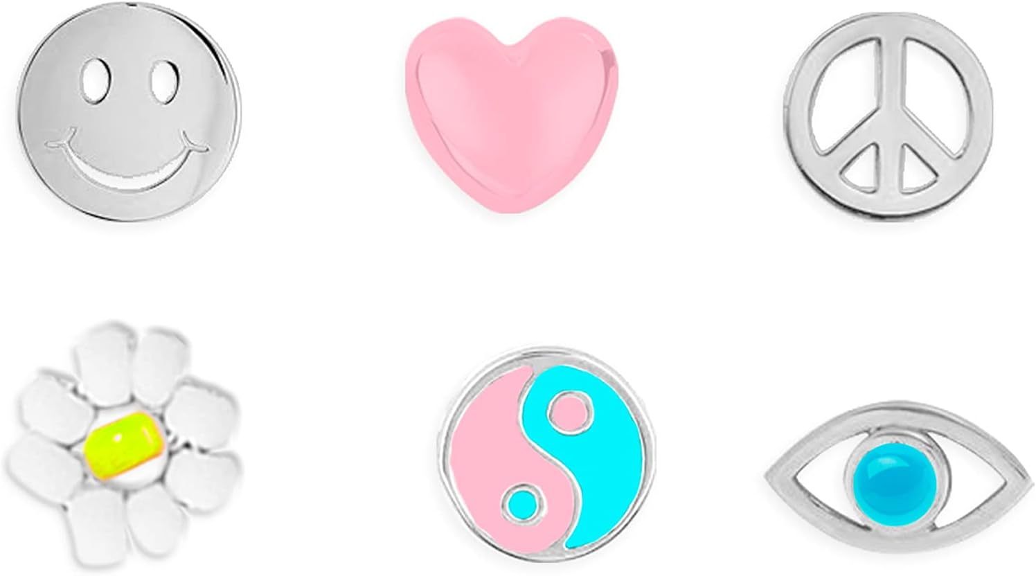 Pura Vida Silver Plated Kaleidoscope Stud Earring Set - Sterling Silver Posts, Stylish Designs - 6 Pieces