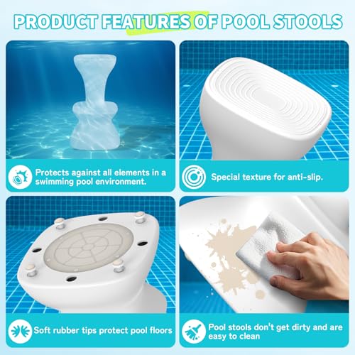 OceanaFlow 30" Pool stools for Underwater,Pre-Weighted Pool Stool with Adjustable Feet,Bar Seating Non-Float Design,Vinyl-Safe Pool Chairs for Inground Pools,Patio,Outdoor Poolside(1Stool) by OceanaFlow - Image 7