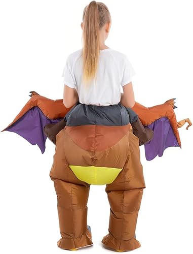 Miniatura 4 de HSCTEK Disfraz inflable de dinosaurio para niños, T-rex, velociraptor, triceratops, dilophosaurus, pteranodon, carnotaurus