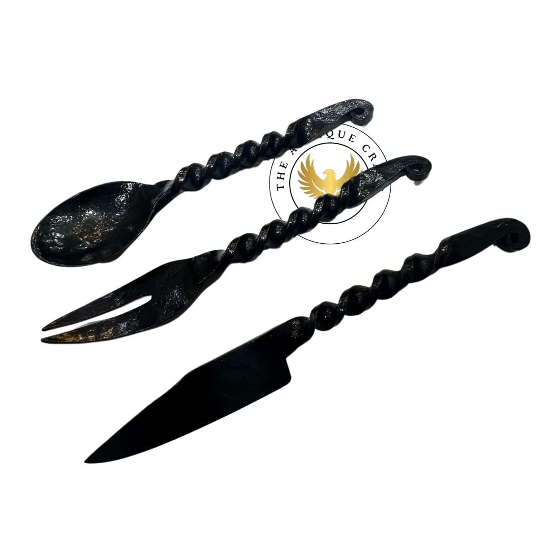 Elegant New Cutlery Set Iron Spoon Fork Knife Viking Medieval Feastware Feasting