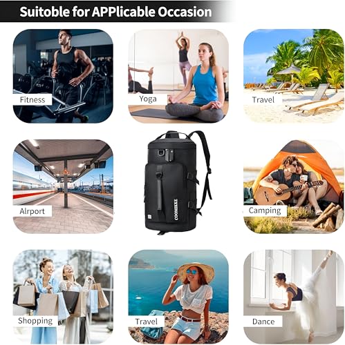Image of NFI essentials Hiking Bag, Travel Shoulder Backpack, Rucksack Duffle Bag with Shoe Compartment & Wet Clothes for Gym, Duffel Bag for Travelling, Camping & Trekking (46x24x24cm)