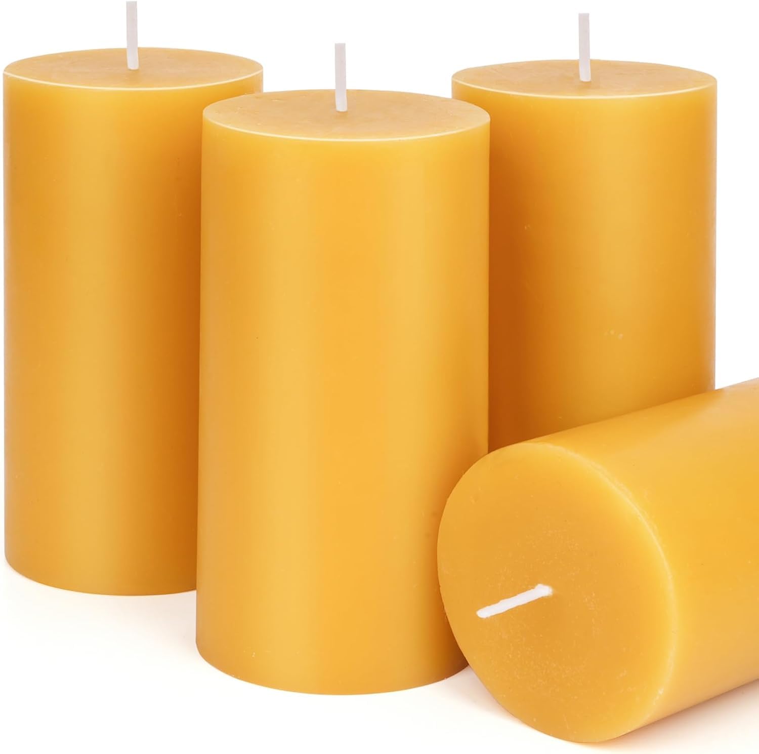 Confezione da 4 candele a colonna in cera d'api naturale, 100% pura cera d'api, candele a colonna in cera d'api biologica a lunga durata, per casa, chiesa, feste (4 confezioni)