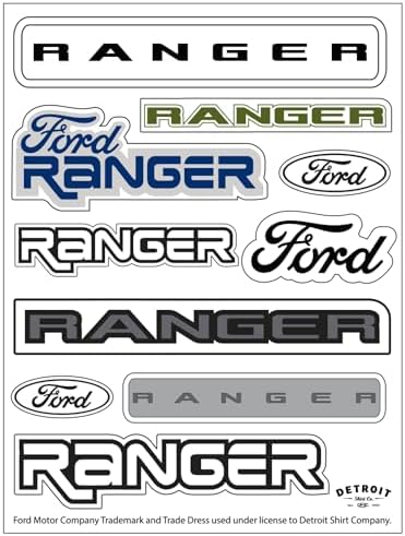 Ford Ranger Stickers Sheet - 10 Truck Decals Official Ford Licens...