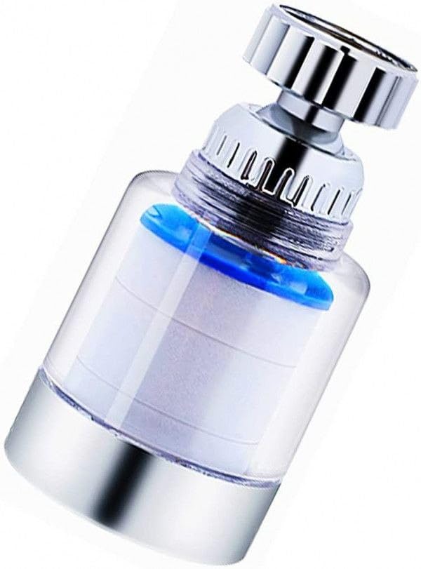 avenn 360 degree rotating faucet water filter with pp cotton | filters 99.9% impurities, transparent body design, saves water, easy to install, corrosion resistant