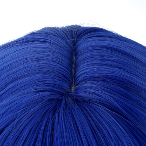 Image of PATTNIUM Girls Blue Short Curly Wavy Wigs with Bangs | Kids Dark Blue Synthetic Wig Halloween Costume Cosplay Party Wig