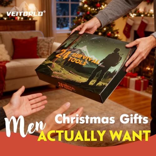 Image of VEITORLD Gifts for Men Dad Husband Him Fathers Day, Survival Gear and Equipment 12 in 1, Survival Kits, Cool Unique Fishing Hunting Anniversary Birthday Gifts for Him Teen Boy Boyfriend Women