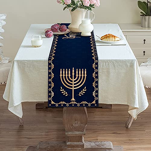 Vohado-Hanukkah-Table-Runner-Jewish-Chanukah-Festival-Day-Decoration-Kitchen-Dining-Room-Home-Decor Vohado Hanukkah Table Runner Jewish Chanukah Festival Day Decoration Kitchen Dining Room Home Decor
